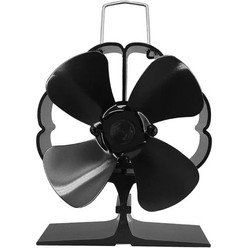  VORCOOL Heat Powered Stove Fan Aluminium Silent Fan 4 Blade Fireplace Fans Mini Stove Fan Wood Stove Fan Blower Stove Fan Burning Fan Warm Air Fan for Burner Black