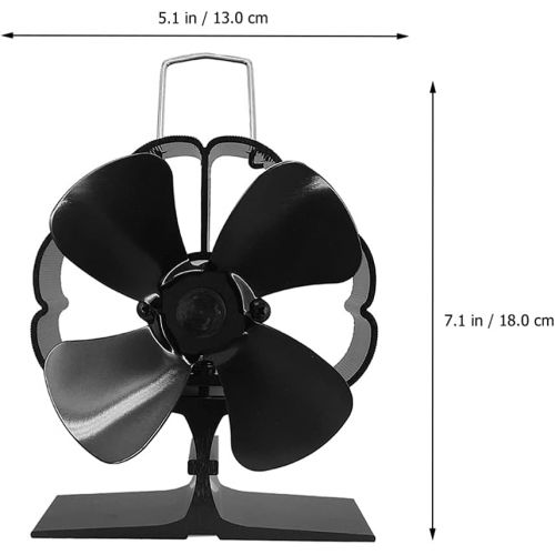  VORCOOL Heat Powered Stove Fan Aluminium Silent Fan 4 Blade Fireplace Fans Mini Stove Fan Wood Stove Fan Blower Stove Fan Burning Fan Warm Air Fan for Burner Black