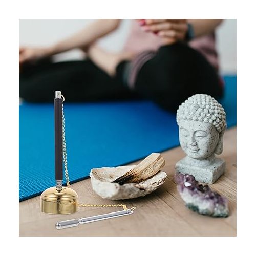  VOSAREA 1pc Telescopic Chime Church Handbell Yoga Accessories Temple Supply Lucky Dharma Bell Temple Dharma Ritual Utensil Yoga Bell Chimes Buddhist Tibet Indoor Stainless Steel