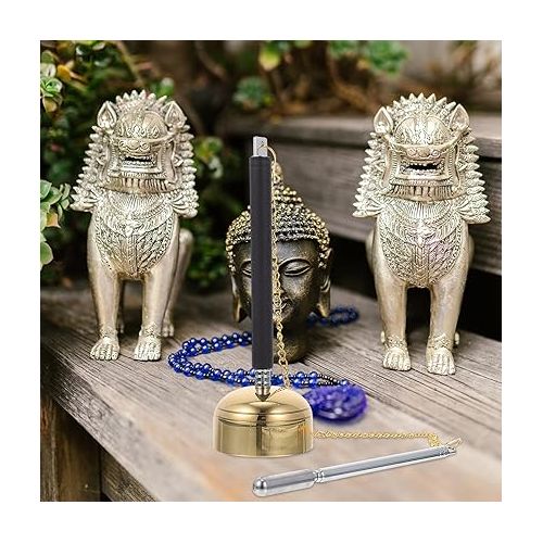  VOSAREA 1pc Telescopic Chime Church Handbell Yoga Accessories Temple Supply Lucky Dharma Bell Temple Dharma Ritual Utensil Yoga Bell Chimes Buddhist Tibet Indoor Stainless Steel