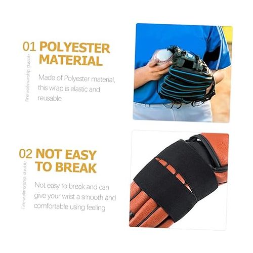  10 Pcs Baseball Glove Strap Softball Glove Fixing Wrap Glove Straps Youth Baseball Glove Big Gloves Wrap Band Black Gloves Catcher Glove Wrap for Baseball Polyester High Elasticity