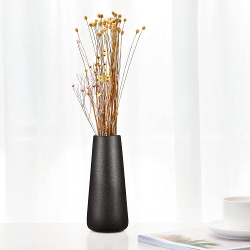  VOSAREA Minimalist Ceramic Vase Home Office Decoration Frosted Vase - Size M (Black)