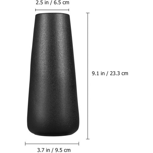  VOSAREA Minimalist Ceramic Vase Home Office Decoration Frosted Vase - Size M (Black)