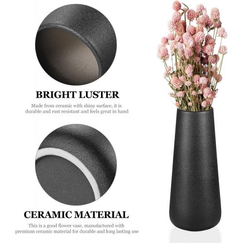  VOSAREA Minimalist Ceramic Vase Home Office Decoration Frosted Vase - Size M (Black)