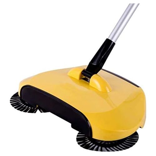 [아마존베스트]Vosarea Push Sweeper Floor Carpet Sweeper Manual Sweeper Cleaner 360° Rotating Floor Cleaning Mop for Home (Yellow)