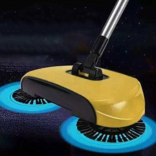  [아마존베스트]Vosarea Push Sweeper Floor Carpet Sweeper Manual Sweeper Cleaner 360° Rotating Floor Cleaning Mop for Home (Yellow)