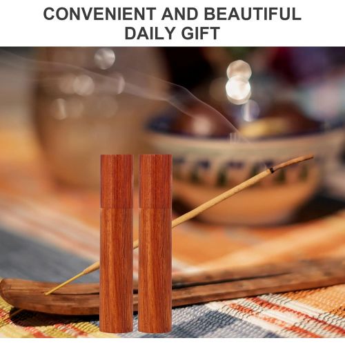  인센스스틱 VOSAREA 2pcs Decorative Incense Tube Holder Wooden Incense Stick Container Barrel Incense Burner Box Sample Tube 11. 6X2. 1cm Brown