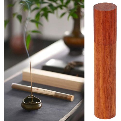  인센스스틱 VOSAREA 2pcs Decorative Incense Tube Holder Wooden Incense Stick Container Barrel Incense Burner Box Sample Tube 11. 6X2. 1cm Brown