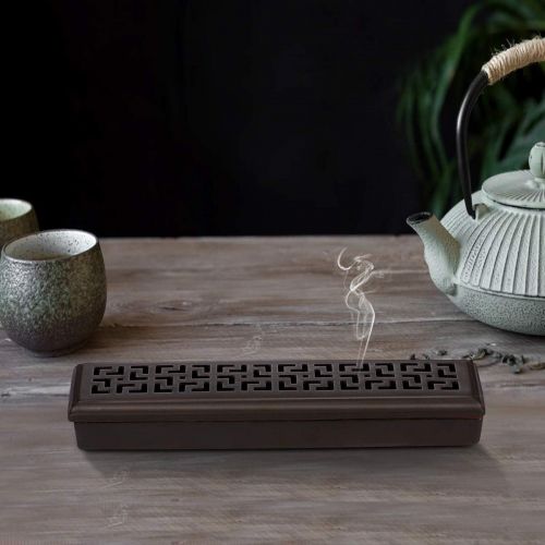  인센스스틱 VOSAREA Ceramic Incense Burner Coffin Style Hollow Incense Holder for Aromatherapy