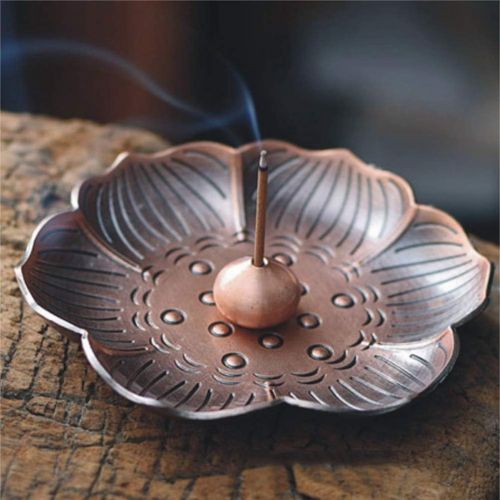  인센스스틱 VOSAREA Incense Holder Burner Lotus Flower Incense Ash Catcher Tray Metal Incense Burner Plate Dish (Purple Bronze)