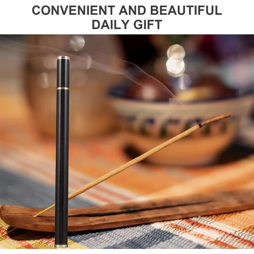  인센스스틱 VOSAREA Incense Holder Wood Incense Tube Incense Stick Burner Fragrant Stick Container Tea Storage Barrel with Lid for Buddhist Home Kitchen Fragrance Black