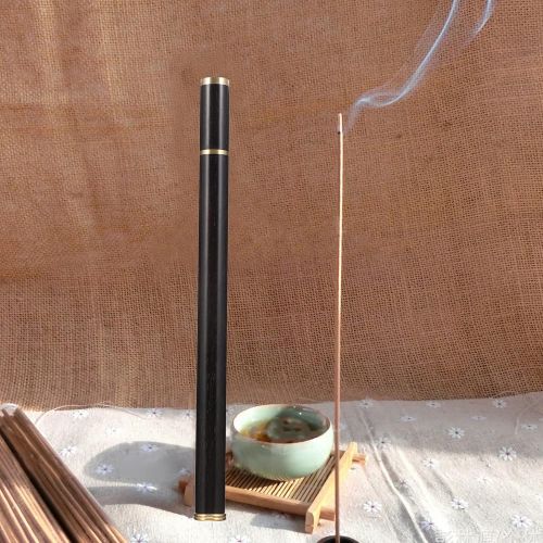  인센스스틱 VOSAREA Incense Holder Wood Incense Tube Incense Stick Burner Fragrant Stick Container Tea Storage Barrel with Lid for Buddhist Home Kitchen Fragrance Black