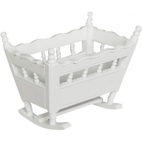  VOSAREA Dollhouse Baby Crib Wooden Miniature Cradle Doll Crib Bed Fairy Garden Furniture Ornaments Micro Landscape Accessories Dollhouse Decoration