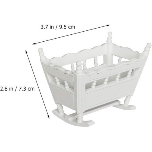  VOSAREA Dollhouse Baby Crib Wooden Miniature Cradle Doll Crib Bed Fairy Garden Furniture Ornaments Micro Landscape Accessories Dollhouse Decoration