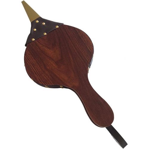  Vosarea Wood Fireplace Bellow Air Bellow Ornament Hand Bellow Pump Fire Tools Accessories with Hanging Leather Strap for Outdoor Camping BBQ Grill S (Brown)