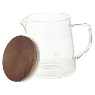 VOSAREA 300ml Transparent Glass Pot with Wood Lid Glass Pitcher Stovetop Teapot Coffee Pot Glass Ice Tea Kettle