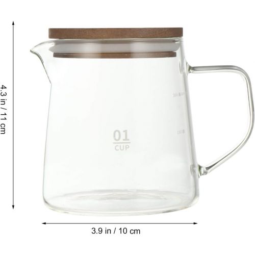  VOSAREA 300ml Transparent Glass Pot with Wood Lid Glass Pitcher Stovetop Teapot Coffee Pot Glass Ice Tea Kettle