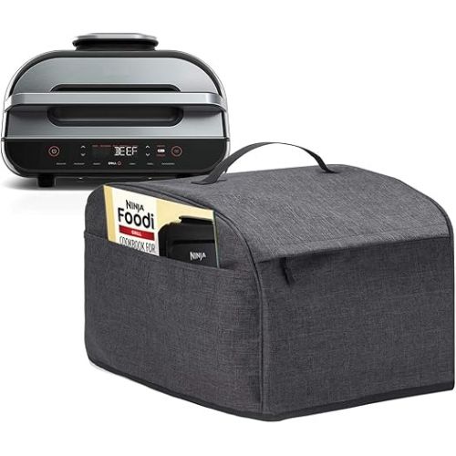  Dust Cover with Pockets for Ninja FG551 Foodi Smart XL 6-in-1 Indoor Grill, Machine Washable, Black (Cover Only)