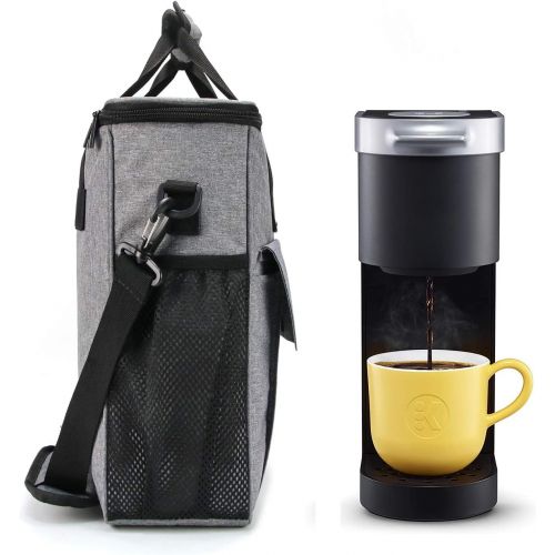  VOSDANS Travel Coffee Maker Carry Bag With a Cover, Travel Case for Keurig K-Mini or Keurig K-Mini Plus Coffee Maker or Coffee Pod or Keurig Travel Mug, Gray （Bag and Cover Only) (