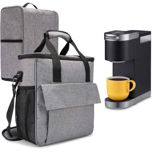  VOSDANS Travel Coffee Maker Carry Bag With a Cover, Travel Case for Keurig K-Mini or Keurig K-Mini Plus Coffee Maker or Coffee Pod or Keurig Travel Mug, Gray （Bag and Cover Only) (