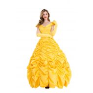VOSTE Belle Costume Dress Halloween Princess Cosplay Party Show Dresses for Women Girls