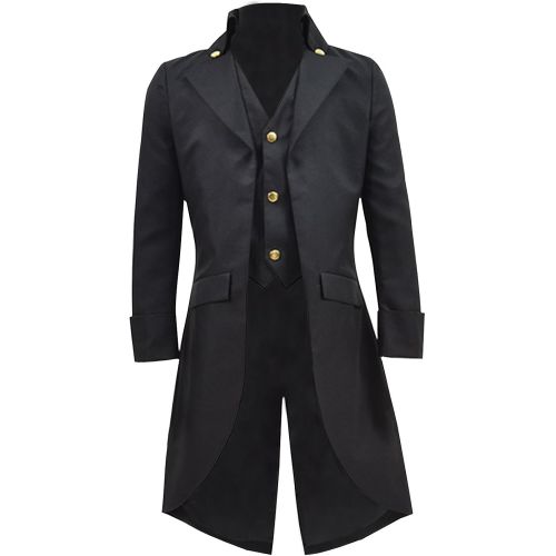  할로윈 용품VOSTE Steampunk Vintage Tailcoat Jacket Gothic Victorian Frock Black Steampunk Coat Uniform Costume for Child (Big Boys 12, Black)