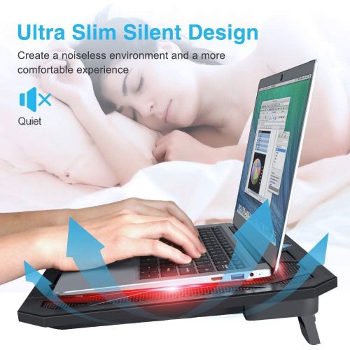  [아마존핫딜][아마존 핫딜] Laptop Cooling Pad, VOXON 6-Fan Notebook Laptop Cooler Cooling Pad with LED Lights, Dual 2.0 USB Ports, Suitable for 12-19 Inch Laptops