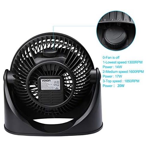  [아마존베스트]VOXON Fan, table/wall table fan, powerful and quiet turbo fans with 3 speed settings and adjustable tilt angle.