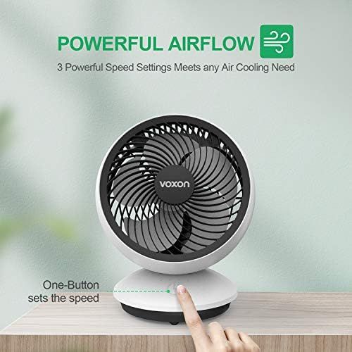  [아마존베스트]VOXON Turbo Fan, 3 Speed Settings Powerful Table Fan Automatic Oscillating Table Fan Air Circulator for Bedroom Living Room Office Table Fans