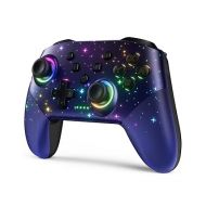 Switch Controller, LED Star Wireless Pro Controller Compatible with Switch/Lite/OLED, Multi-Platform Windows PC/IOS/Android Controller with 9 Colors RGB Light/Programmabele/Vibration/Turbo/Wakeup