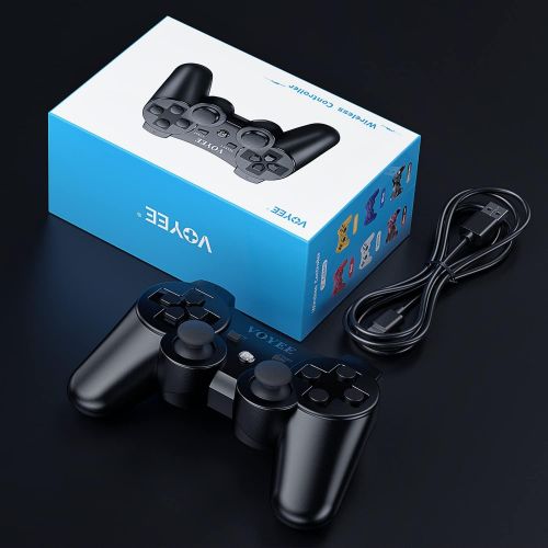  [아마존베스트]VOYEE Controller Replacement for Sony Original PS3 Controller, Wireless Controller Gamepad with Upgraded Joystick Compatible with Sony Playstation 3 (Black)