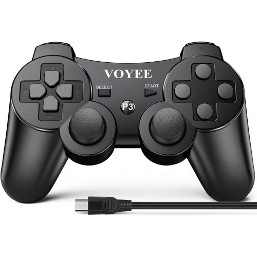  [아마존베스트]VOYEE Controller Replacement for Sony Original PS3 Controller, Wireless Controller Gamepad with Upgraded Joystick Compatible with Sony Playstation 3 (Black)