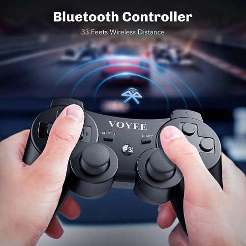  [아마존베스트]VOYEE Controller Replacement for Sony Original PS3 Controller, Wireless Controller Gamepad with Upgraded Joystick Compatible with Sony Playstation 3 (Black)