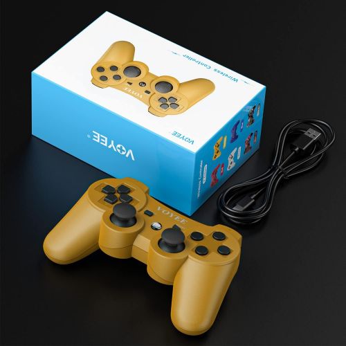  [아마존베스트]VOYEE Wireless Controller Gamepad with Upgraded Joystick Compatible with Sony Playstation 3 (Gold)