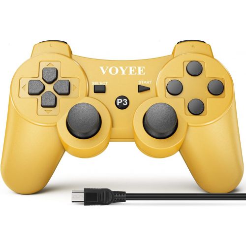  [아마존베스트]VOYEE Wireless Controller Gamepad with Upgraded Joystick Compatible with Sony Playstation 3 (Gold)