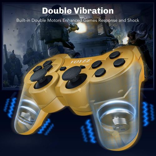  [아마존베스트]VOYEE Wireless Controller Gamepad with Upgraded Joystick Compatible with Sony Playstation 3 (Gold)