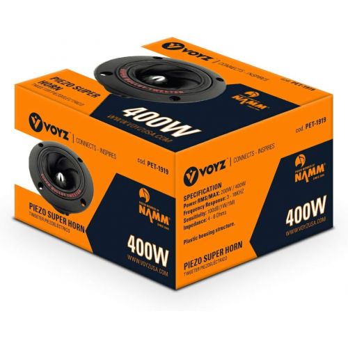  [아마존베스트]VOYZ 400 Watt 3.5” Piezo Super Horn Tweeters Aluminum Diaphragm 4-8 ohms 1 Pair (2pcs) (PET-1919)