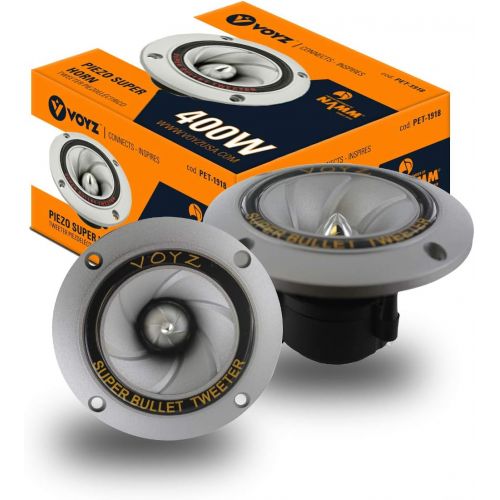  [아마존베스트]VOYZ 400 Watt 3.5” Piezo Super Horn Tweeters Aluminum Diaphragm 4 - 8 ohms 1 pair (2pcs) Gray (PET-1918)