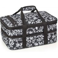 VP Home Double Casserole Insulated Travel Carry Bag (Black and White Flower)