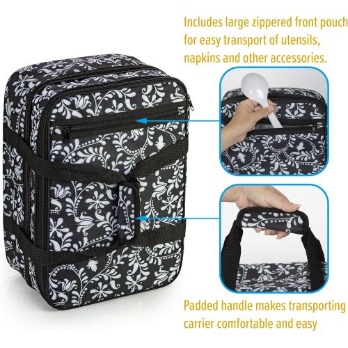  VP Home Double Casserole Insulated Travel Carry Bag (Black and White Flower)