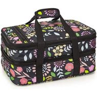 [아마존베스트]VP Home Double Casserole Insulated Travel Carry Bag (Black and White Flower)