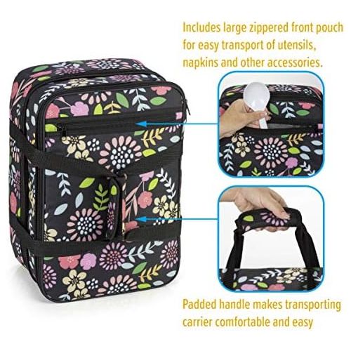  [아마존베스트]VP Home Double Casserole Insulated Travel Carry Bag (Black and White Flower)