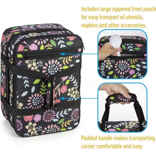  [아마존베스트]VP Home Double Casserole Insulated Travel Carry Bag (Black and White Flower)