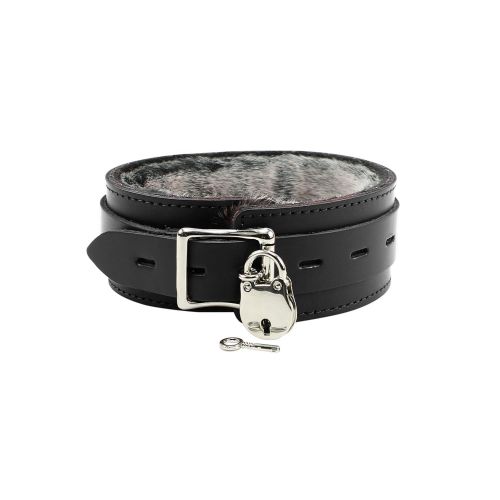  VP Leather Atlas Collar and Leash Handcrafted Premium Latigo Leather Faux Fur Lining