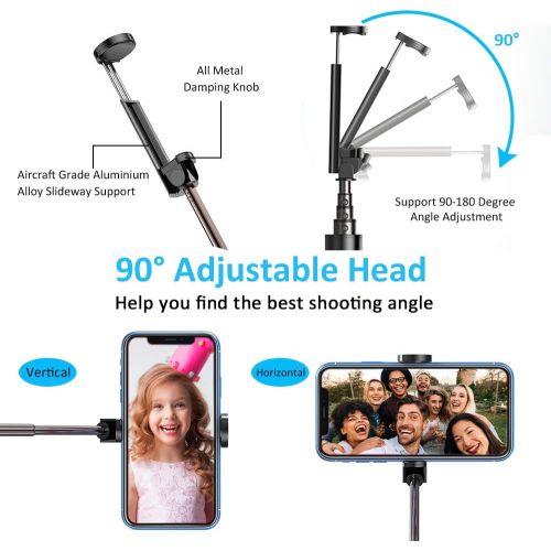  Vproof Selfie Stick Bluetooth, Lightweight Aluminum All in One Extendable Selfie Sticks Compact Design, Compatible with iPhone 13 /13 Pro Max/12 Pro/12/11 Pro Max/11 Pro/11/XS Max,