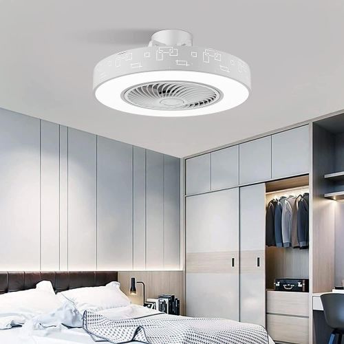  VPchoice Invisible Ceiling Fan with Light, Remote Control LED Dimmable Lighting Modes, 3 Wind Speeds, Semi Flush Mount 25 inch Low Profile,for Kitchen, Living Bed Room (Style H)