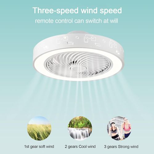  VPchoice Invisible Ceiling Fan with Light, Remote Control LED Dimmable Lighting Modes, 3 Wind Speeds, Semi Flush Mount 25 inch Low Profile,for Kitchen, Living Bed Room (Style H)