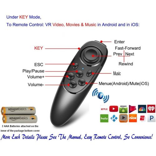  [아마존베스트]VR EMPIRE VR Remote Controller Gamepad Bluetooth Control VR Video, Game, Selfie, Flip E-Book/PPT/Nook Page, Mouse, in Virtual Reality Headset PC Tablet Laptop iPhone Smart Phone