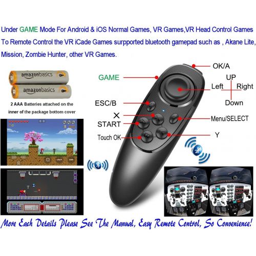  [아마존베스트]VR EMPIRE VR Remote Controller Gamepad Bluetooth Control VR Video, Game, Selfie, Flip E-Book/PPT/Nook Page, Mouse, in Virtual Reality Headset PC Tablet Laptop iPhone Smart Phone