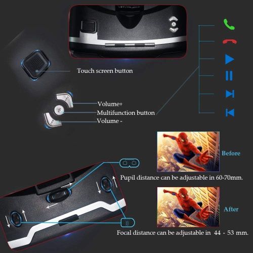  [아마존베스트]VR Headset,Virtual Reality Headset, VR SHINECON 3D VR Glasses for TV, Movies & Video Games - Virtual Reality Glasses VR Goggles for iPhone, Android and Other Phones Within 4.7-6.0